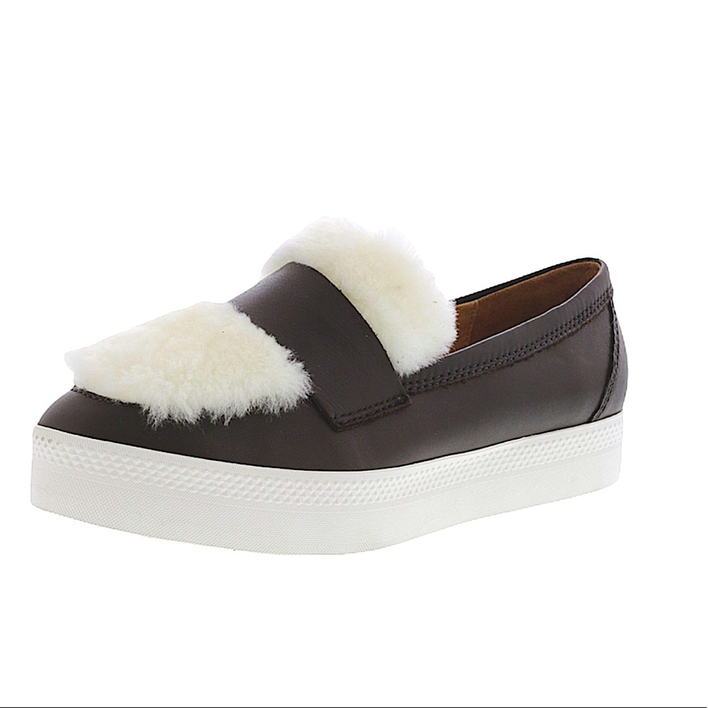 ALL BLACK Leather Shearling Slip-On Sneaker 6M